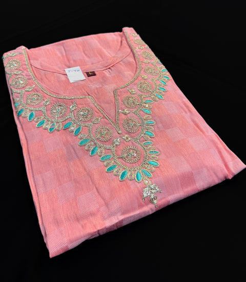 Pure Rayon base embroidered work  kurti