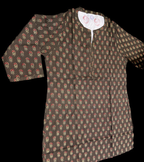 Pure Cotton based Printed short Kurti for girls /Ladies (Size 38 - length 28 inches, Size 42 ,46, 48 length -31 inches)sleeves 17 inch