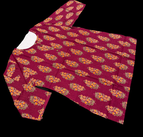 Pure Cotton based Printed short Kurti for girls /Ladies (Size 38 - length 28 inches, Size 42 ,46, 48 length -31 inches)sleeves 17 inch