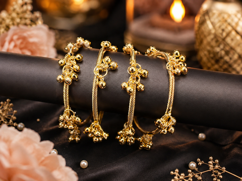 Kashmiri Style Ghungroo Bangles  (price per set ( 4 bangles in 1 set)(slight variation in color and design is possible)
