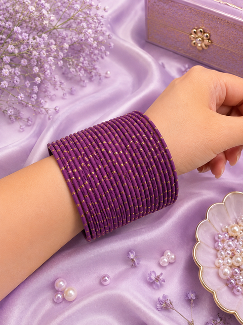 Golden Shimmer dotted metal bangles 2 dozen in 1 Set (slight variation in color & design may occur)