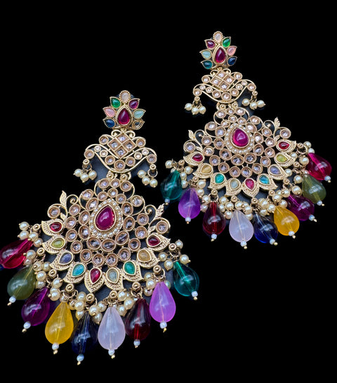Original Polki with beautiful pearls heavy look Earrings with lite weight