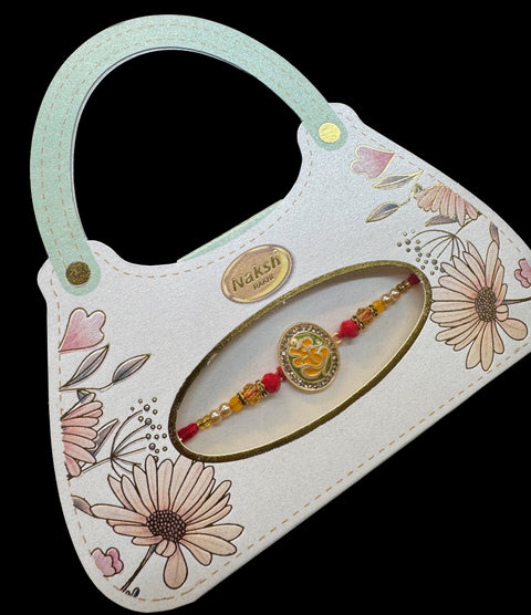 Ganesha design Meenakari work Beautiful Stone Work Rakhi in nice pack