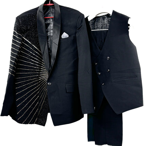 Dark Green color with Black Cutdana stones work with Embroidered Italian Tuxedo Suit