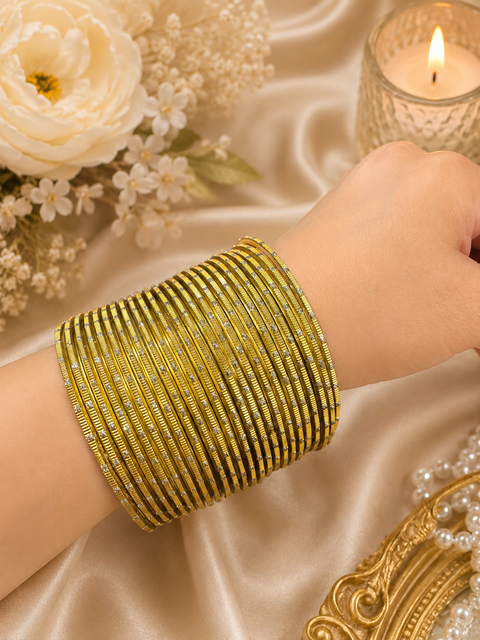 Silver Shimmer dotted metal bangles 2 dozen in 1 Set (slight variation in color & design may occur)