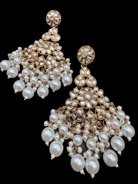 Kundan with beautiful pearls heavy look Earrings with lite weight