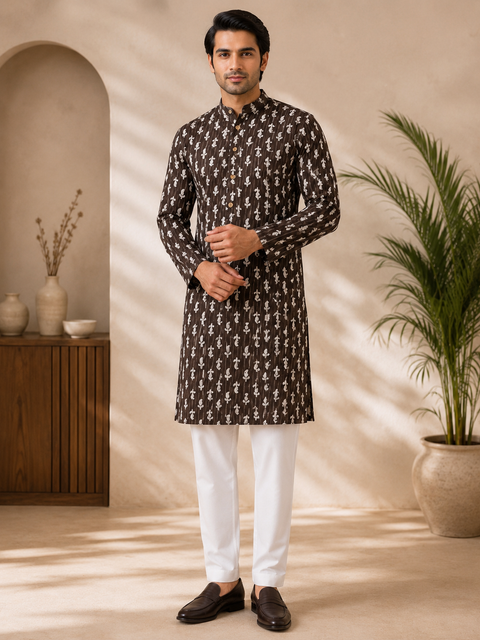 Pure cotton based Men’s Printed kurti (sizes mentioned in inches ,not according to the label on Kurti)size 44 kurti- Length 40 inches and size 46-length 42 inches ) Kurti only. Pants not included.