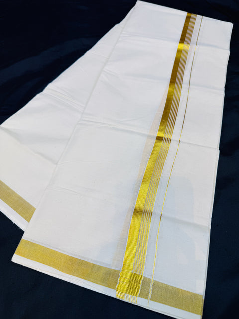 Woven Cotton Kerala Mundu / Dhoti in Off White ( 4 mtrs )
