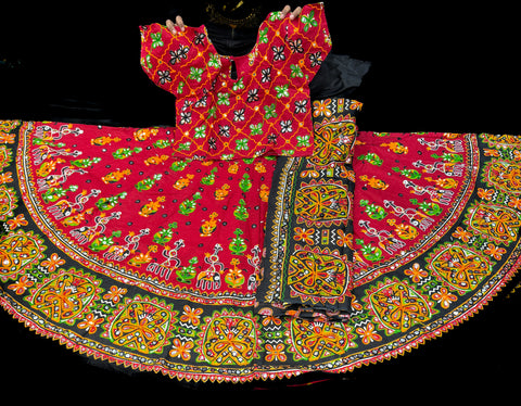 Multicoloured bigger flared Chaniya with blouse (size 38) and dupatta