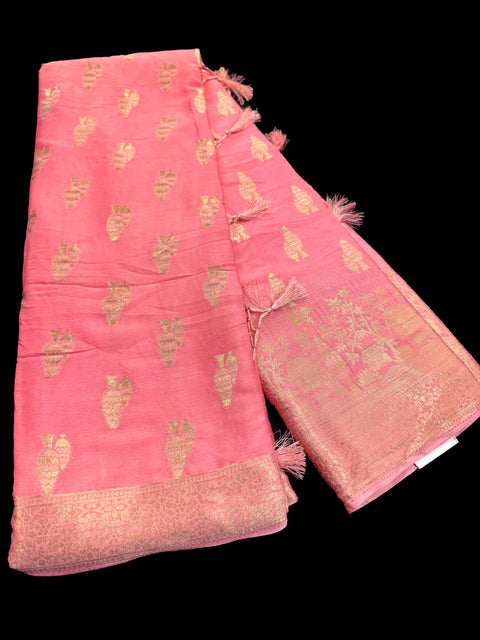 Pure chiffon based Beautiful zari work Banarasi look Saree