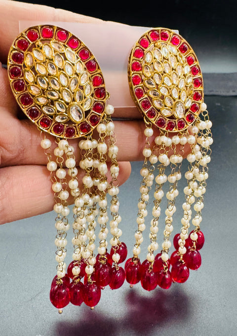Kundan Stone With Pearls Work Beautiful Jhumka
