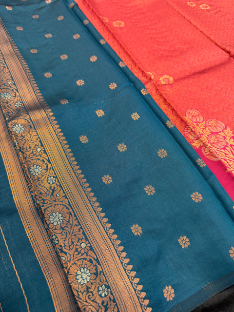 Soft Silk Saree with contrast beautiful pallu and blouse