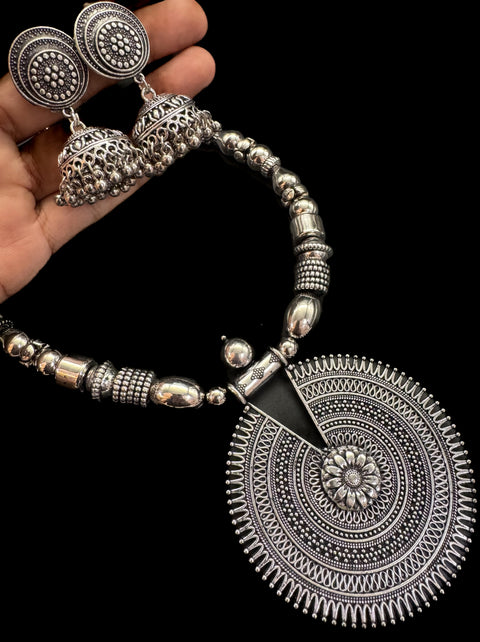 Beautiful work oxidised Necklace with earrings
