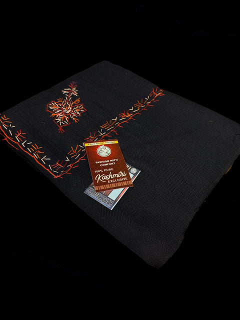 Black color Women's Plain Pure woolen Kashmiri Shawl