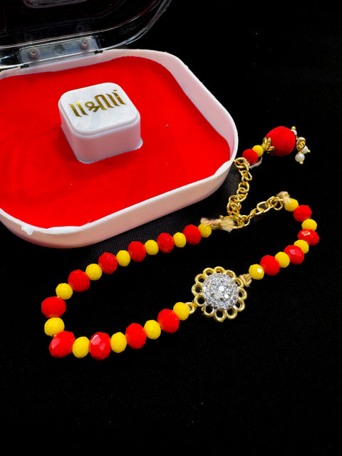 AD design Beautiful Stone Work Rakhi in nice pack