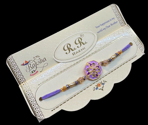 Beautiful Stone Work Rakhi in nice pack gift card
