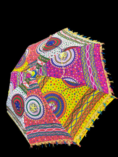 Bandhani multicoloured print  work embroidered design umbrella for wedding  /Haldi /Mehndi decor