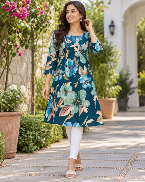 Beautiful Floral Print Rayon based printed kurti