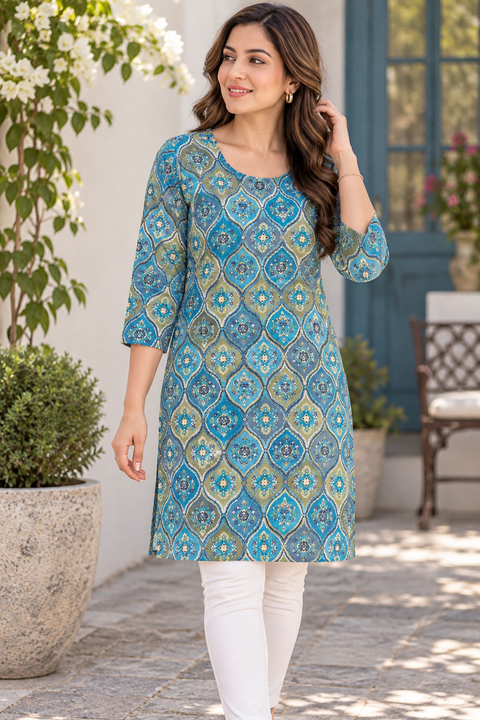 Beautiful Floral Print Rayon based printed kurti