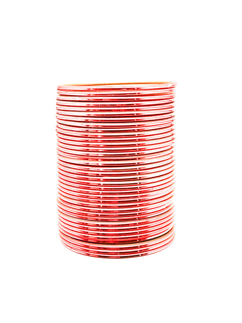Peach Colour Shiny Metal Bangles 3 Dozen In One Pack