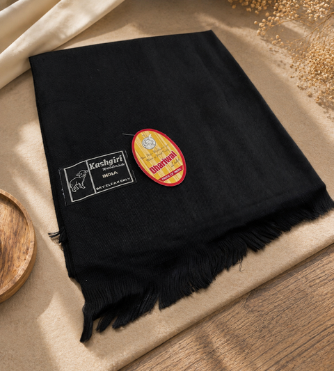 Black color Men's Plain pure Woollen Lohi/Shawl