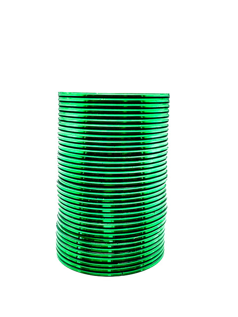 Green color shiny metal bangles 3 dozen in one set