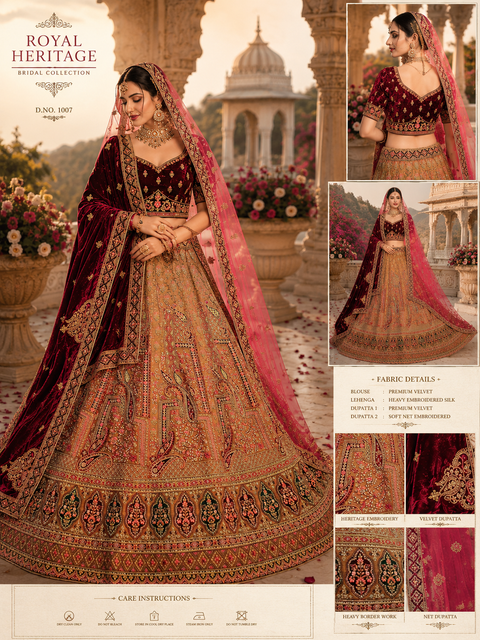 Silk based hand work with stones work multicolored embroidery design Heavy Ken ken Bridal designer lehnga with heavy handwork blouse and two Dupatta , with netting and with velvet (slight variation in color & design is possible)