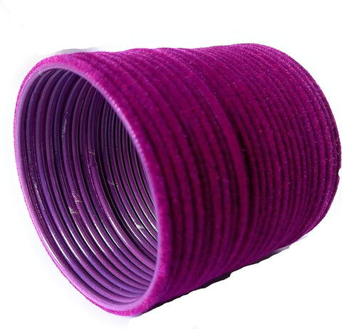 Dark Purple Pink Color Plain Velvet Bangles Set (3 Dozen Bangles)