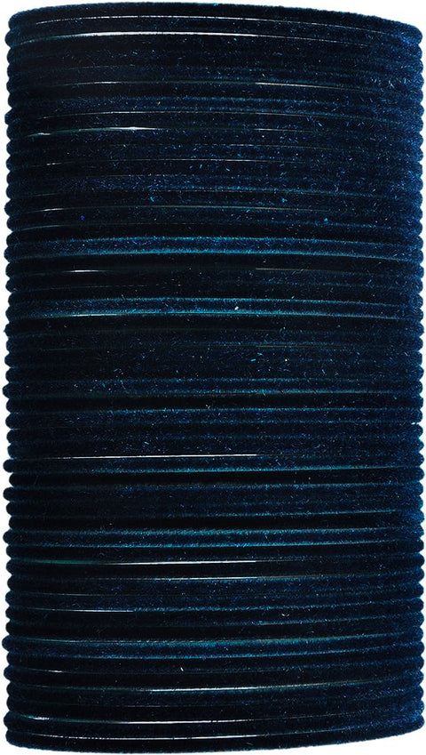 Dark Peacock Blue color plain velvet bangles (3 dozen bangles in one set)
