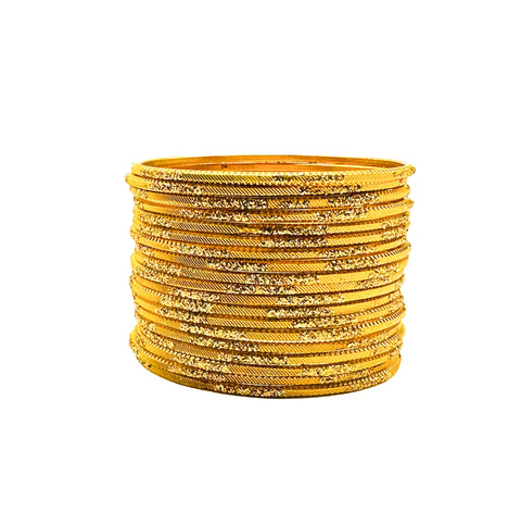 Yellow color kids shimmery metal bangles (2 dozen in one pack)