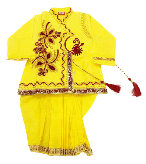 yellow colour cotton base Krishna costume
