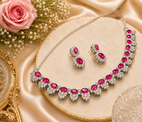 Jerkan stone work beautiful necklace with earrings