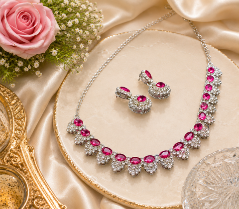 Jerkan stone work beautiful necklace with earrings