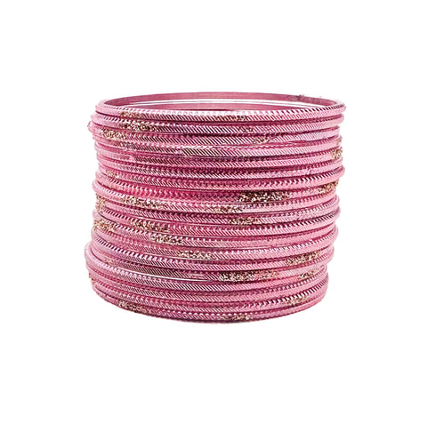 Pastel Pink color kids shimmery metal bangles (2 dozen in one pack)