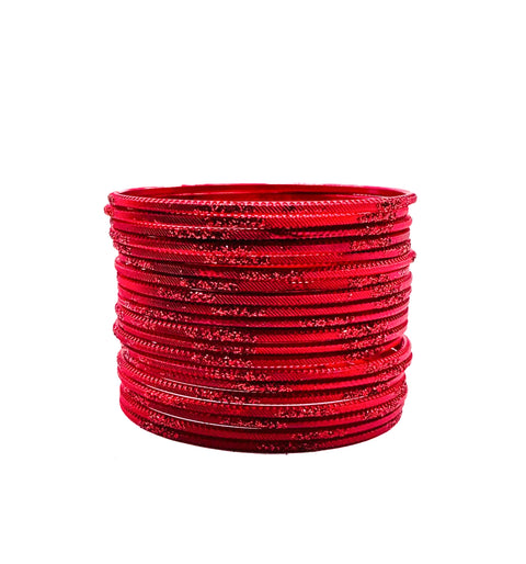 Red color kids shimmery metal bangles (2 dozen in one pack)