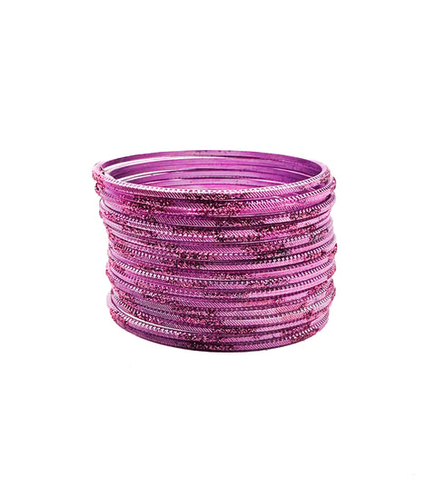 Blush Pink color kids shimmery metal bangles (2 dozen in one pack)