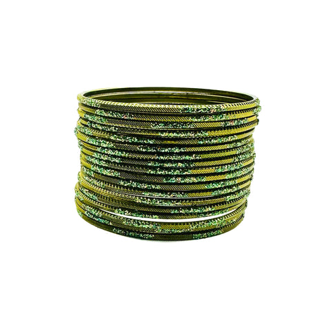 Mehndi (Henna) color kids shimmery metal bangles (2 dozen in one pack)