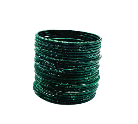 Kai Green color kids shimmery metal bangles (2 dozen in one pack)