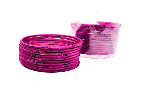 Purple Pink color kids shimmery metal bangles (2 dozen in one pack)