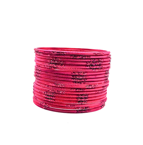Dark Gajri Pink color kids shimmery metal bangles (2 dozen in one pack)