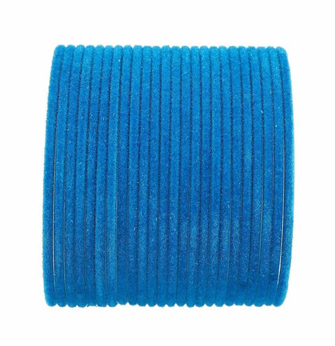 Firozi Blue color kids plain velvet bangles (2 dozen in one pack)