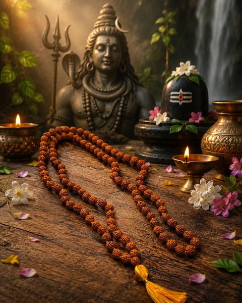 Rudraksha Mala/Prayer Beads 108 Guru bead