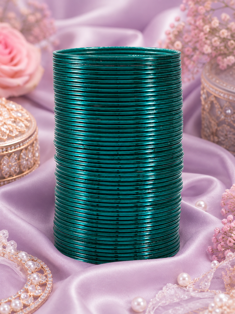 Dark Teal color Shiny Metal Bangles , 3dozen In One Set (slight variation in color is possible)