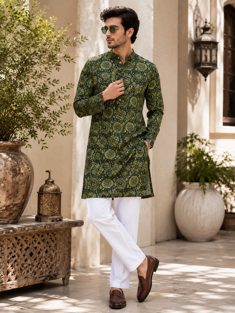 Very soft Pure cotton based Men’s plain kurti (sizes mentioned in inches ,not according to the label on Kurti)size 44 kurti- Length 40 inches and size 46-length 42 inches ) Kurti only. Pants not included.