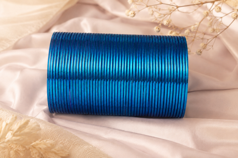 Firozi color Shiny Metal Bangles , 3dozen In One Set  (slight variation in color may occur )