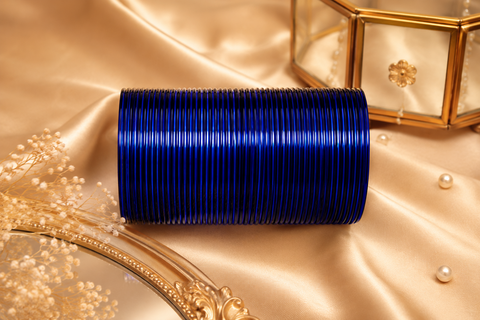 Navy Blue Shiny Metal Bangles 3 Dozen In One Set  (slight variation in color may occur )