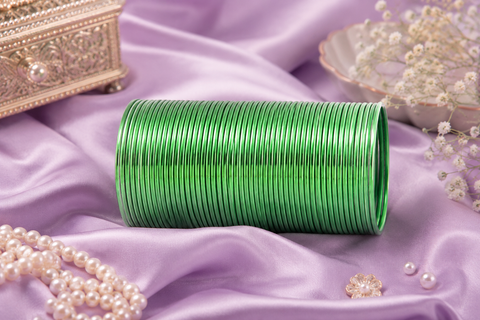 Lite Green Color Plain Metal Bangles Set Of 3 Dozen In One Pack  (slight variation in color may occur )
