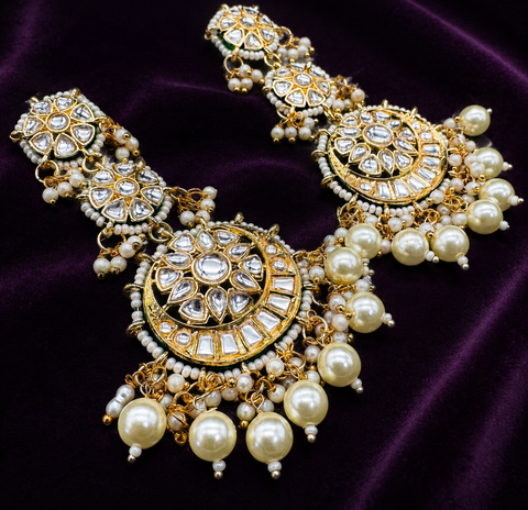 Kundan stone with pearls work beautiful earrings
