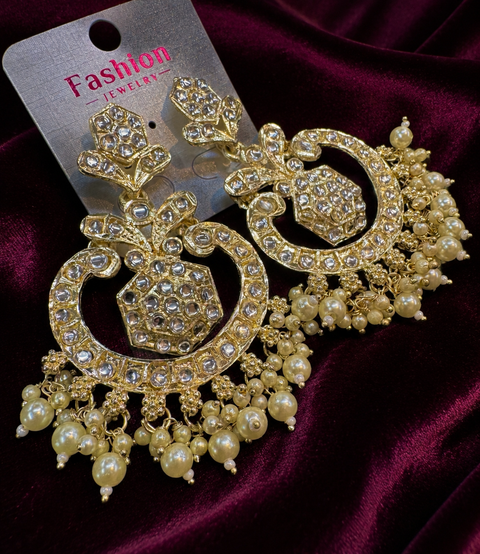 Beautiful pearls with kundan work earrings