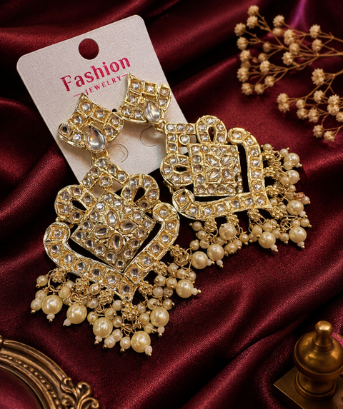 Beautiful pearls with kundan work earrings